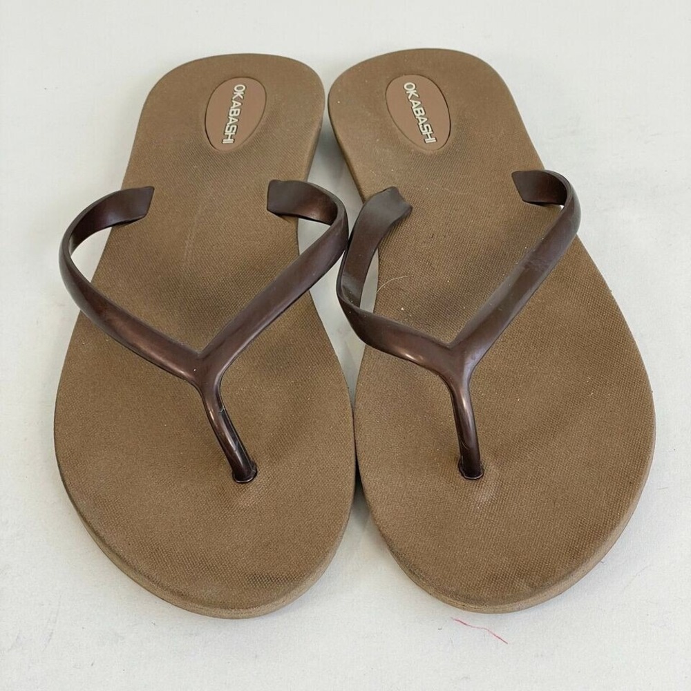 Okabashi Shoreline Flip Flop Thong Slippers Womens 6 Brown Casual Slip Resistant - Picture 2 of 7
